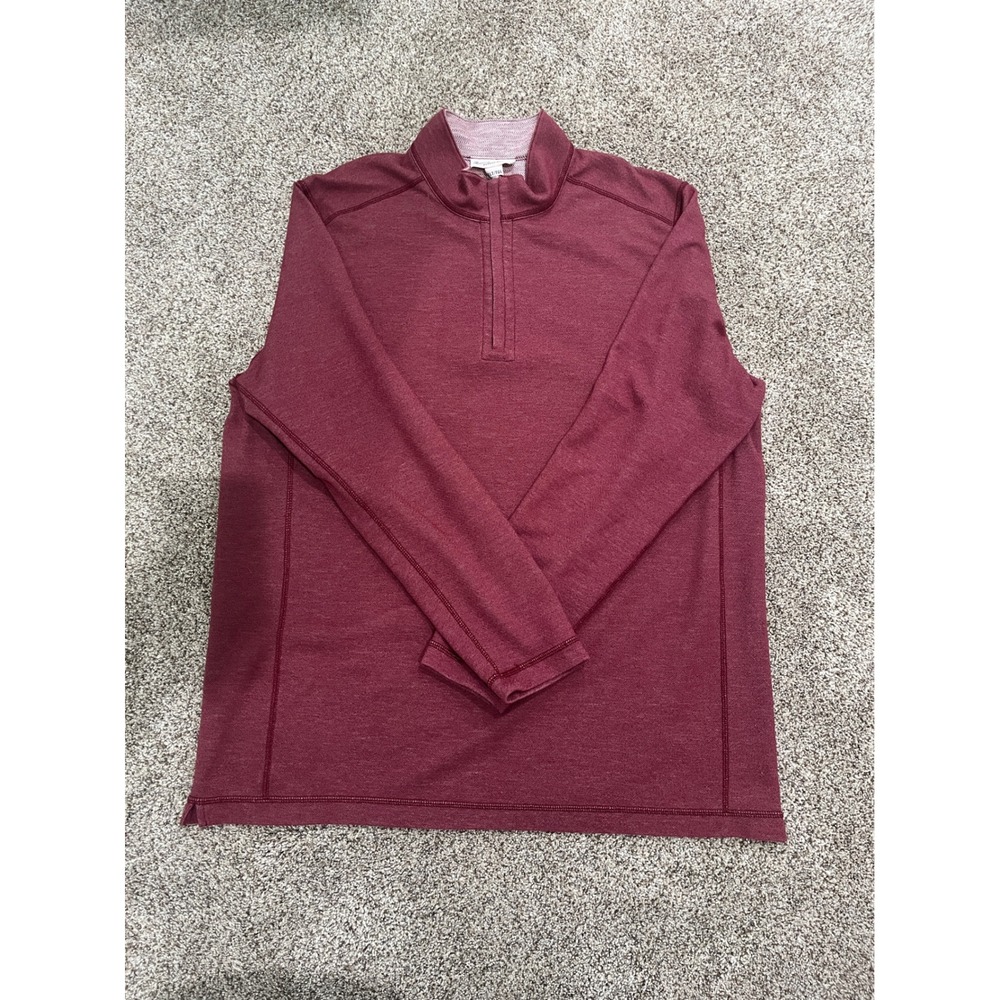 Tommy Bahama‎ Reversible Quarter Zip Pullover Burgundy Heather Mens XLT Tall